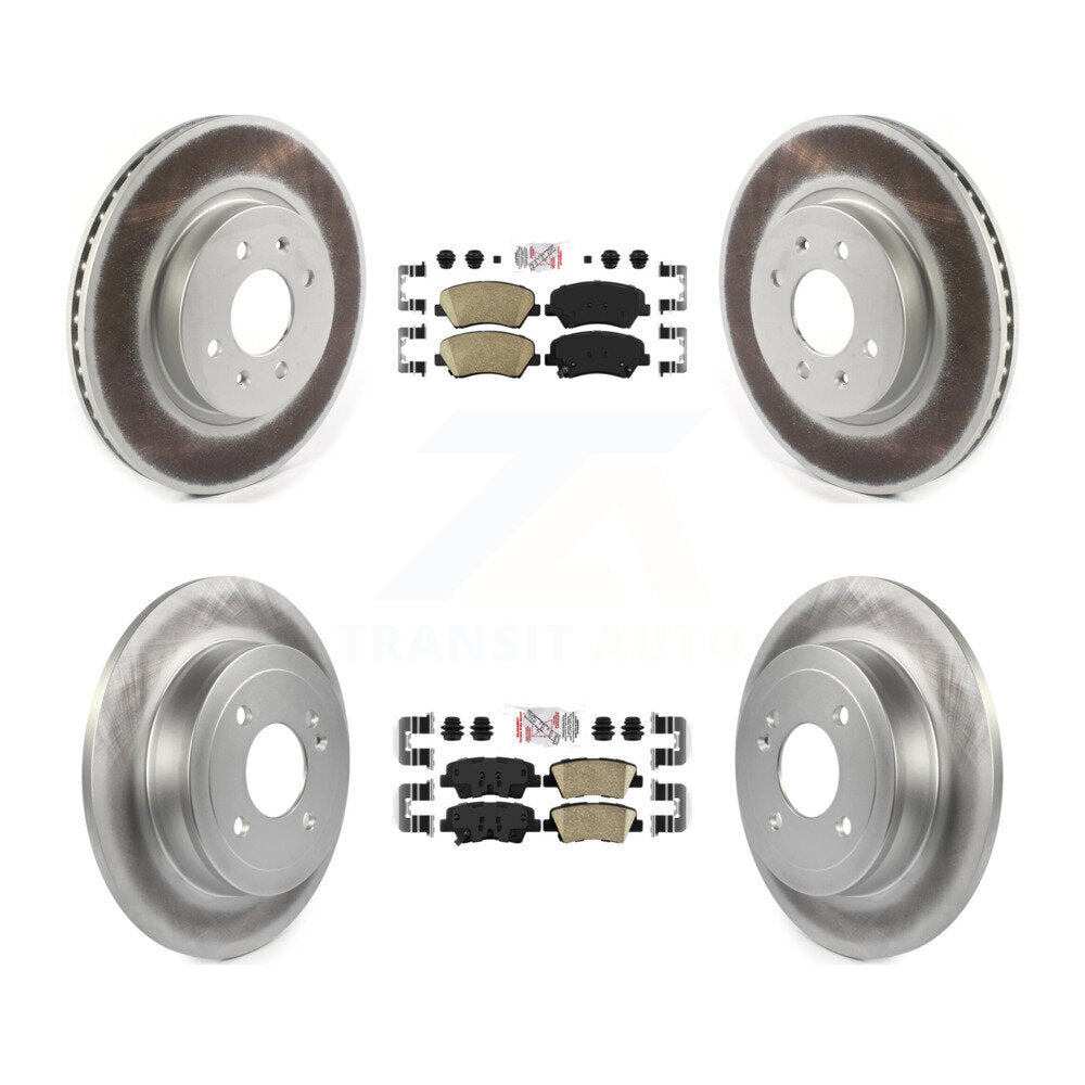Front Rear Ceramic Pads And Coated Disc Brake Rotors Kit For Kia Rio KGA-105214