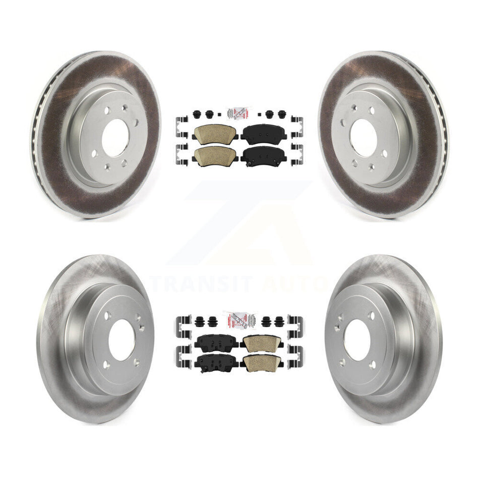 Front Rear Ceramic Pads And Coated Disc Brake Rotors Kit For Kia Rio KGA-105214