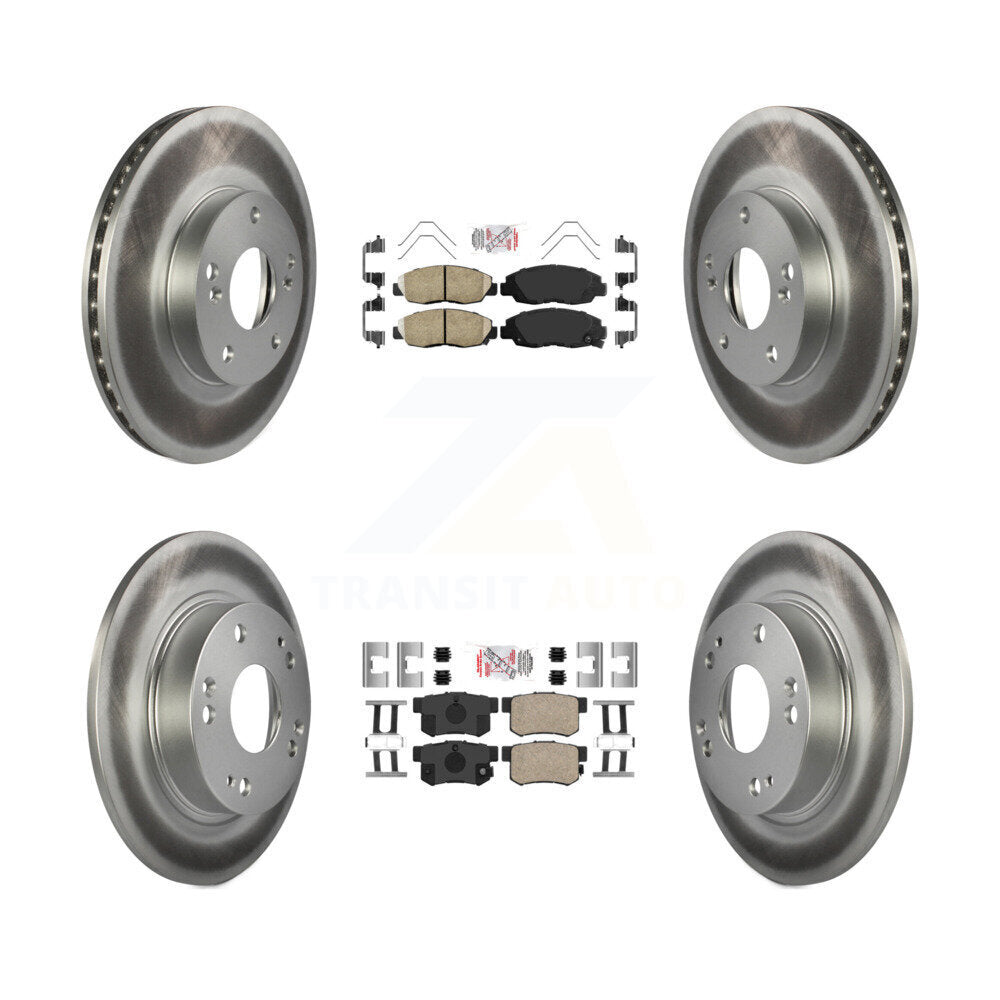 Front Rear Ceramic Pad And Coated Disc Brake Rotors Kit For 2014-2015 Honda Civic Touring KGA-105249