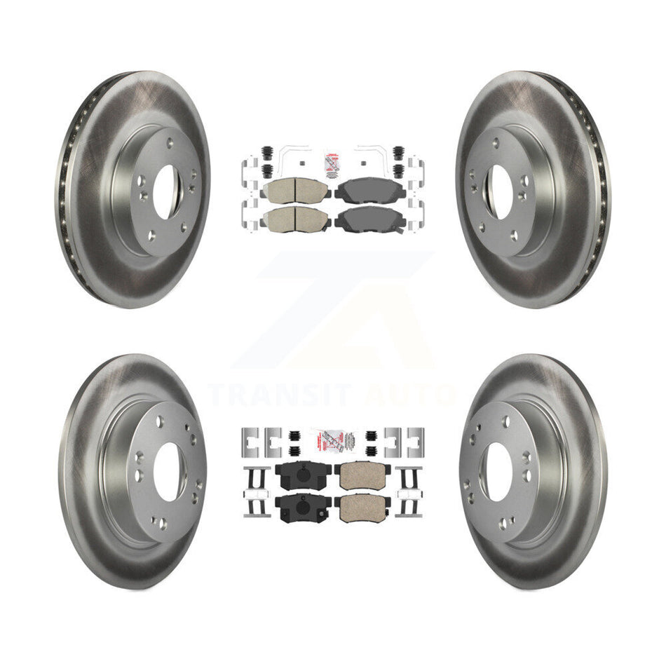 Front Rear Ceramic Pad And Coated Disc Brake Rotors Kit For 2014-2015 Honda Civic Touring KGA-105250