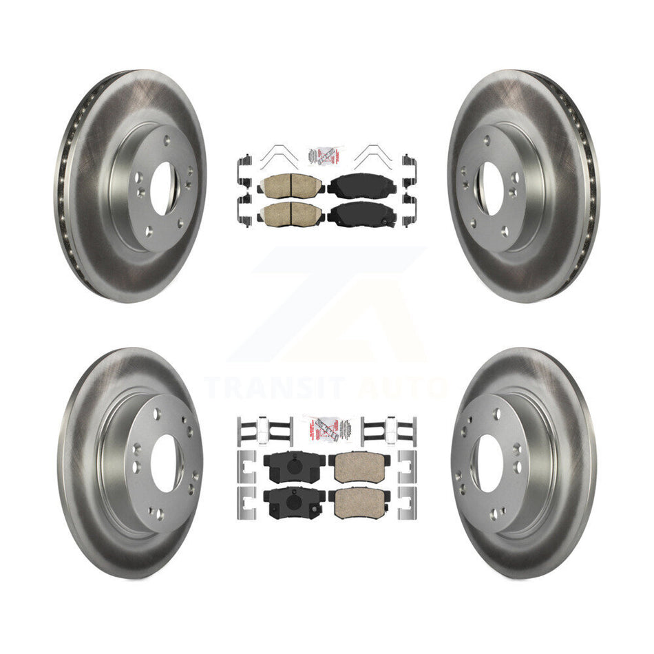 Front Rear Ceramic Pad And Coated Disc Brake Rotors Kit For 2014-2015 Honda Civic Touring KGA-105251