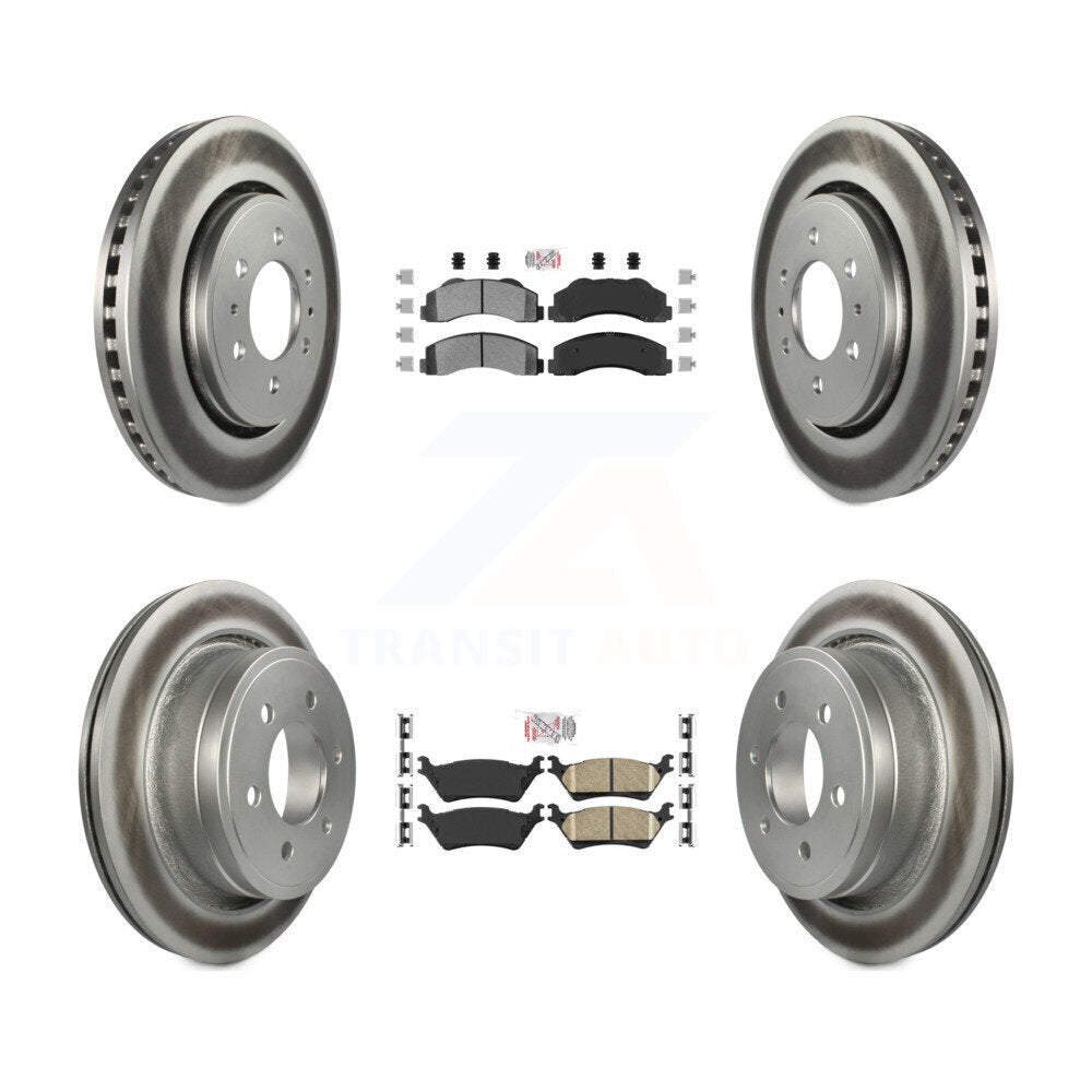 Front Semi-Metallic Rear Ceramic Pads And Coated Disc Brake Rotors Kit For Ford F-150 KGA-105283