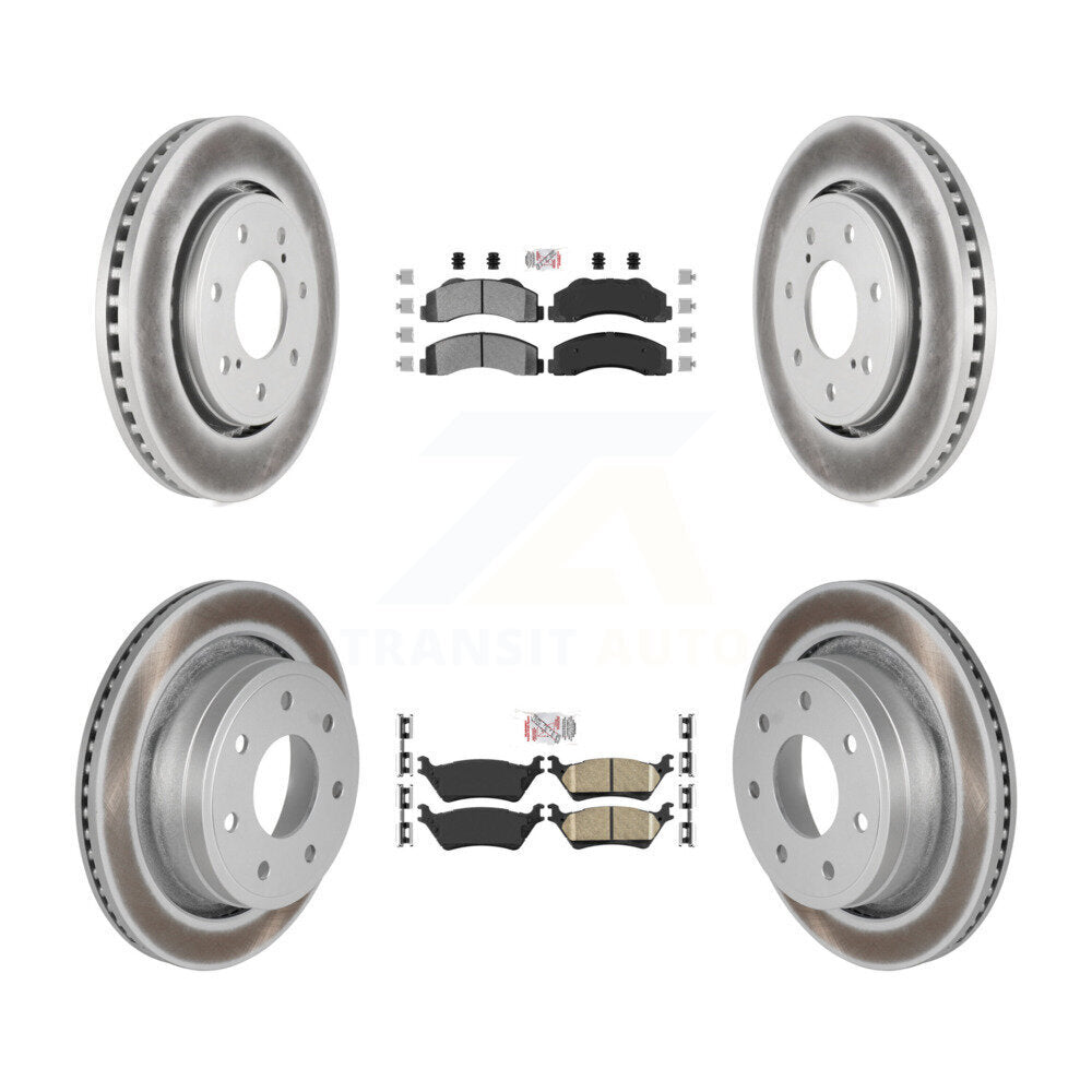 Front Semi-Metallic Rear Ceramic Pads And Coated Disc Brake Rotors Kit For Ford F-150 KGA-105285