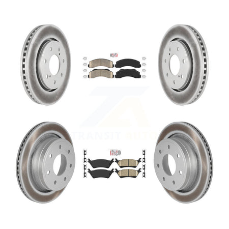 Front Rear Ceramic Pad Coated Brake Rotors Kit For 2012-2014 Ford F-150 With 7 Lug Wheels KGA-105286