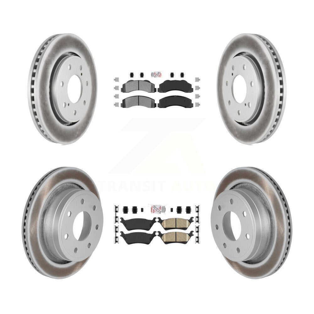 Front Semi-Metallic Rear Ceramic Pads And Coated Disc Brake Rotors Kit For Ford F-150 KGA-105289