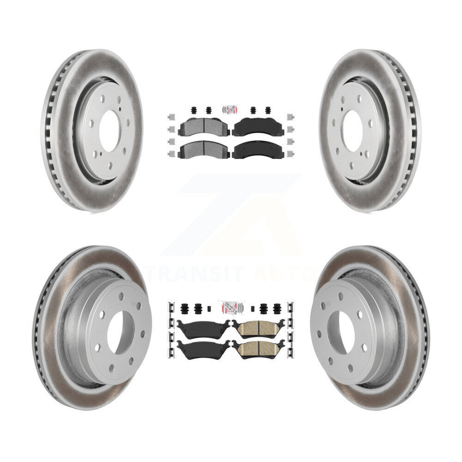 Front Semi-Metallic Rear Ceramic Pads And Coated Disc Brake Rotors Kit For Ford F-150 KGA-105289