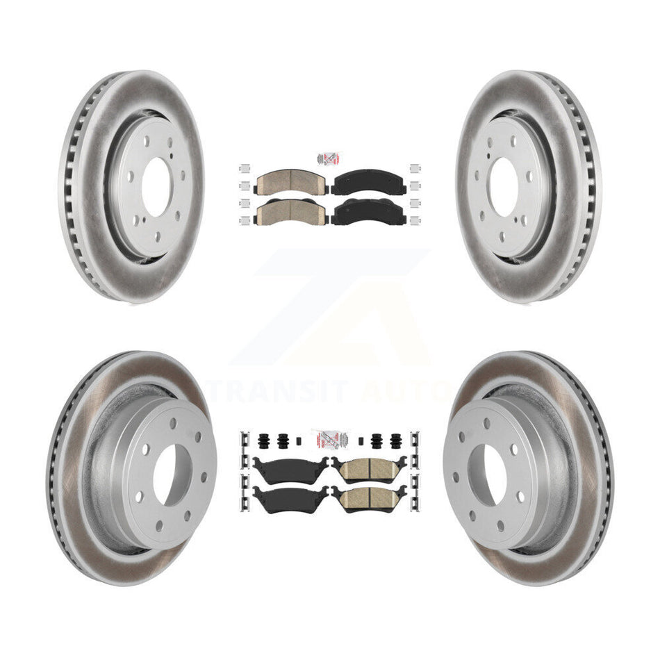 Front Rear Ceramic Pad Coated Brake Rotors Kit For 2012-2014 Ford F-150 With 7 Lug Wheels KGA-105290