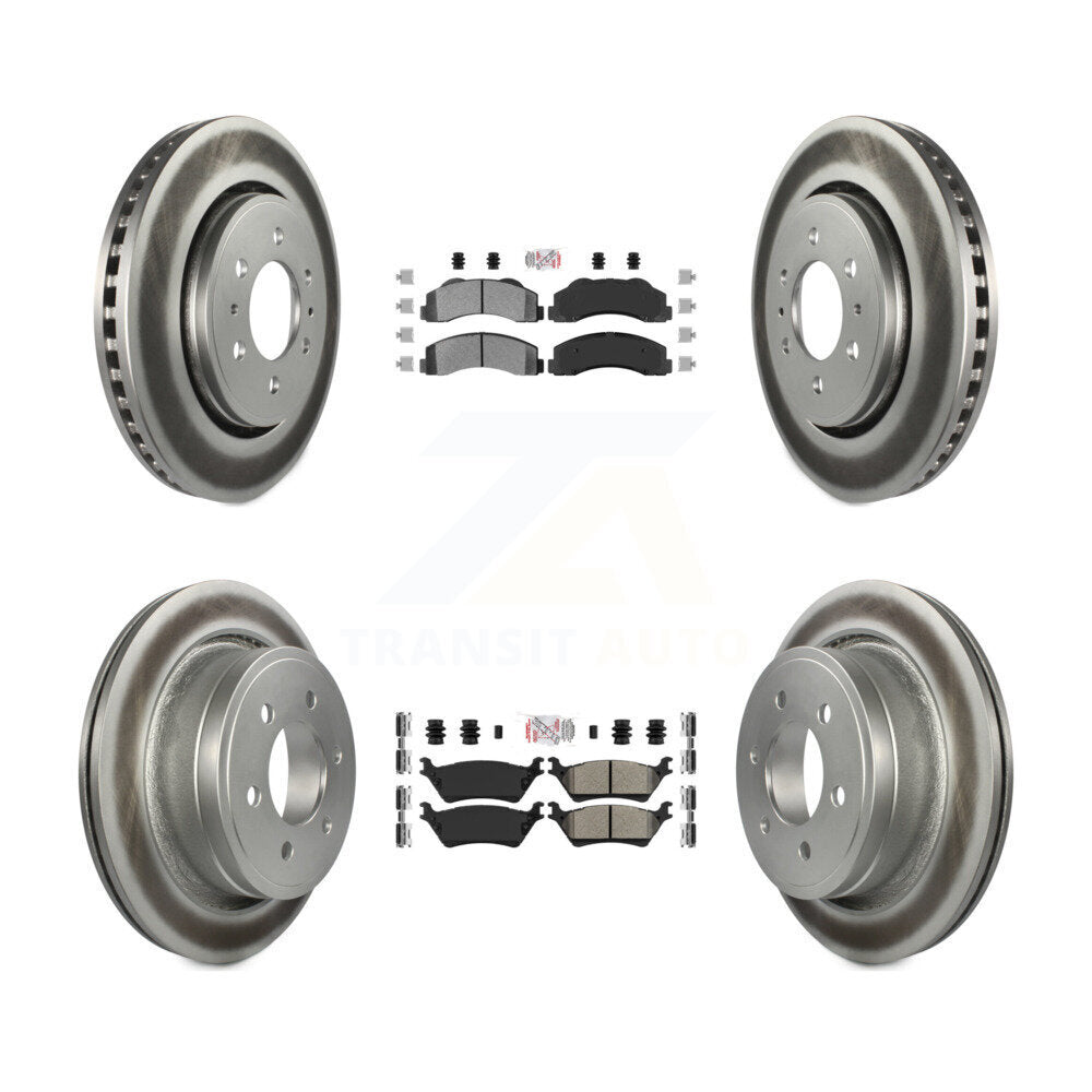 Front Rear Semi-Metallic Pads And Coated Disc Brake Rotors Kit For Ford F-150 KGA-105291