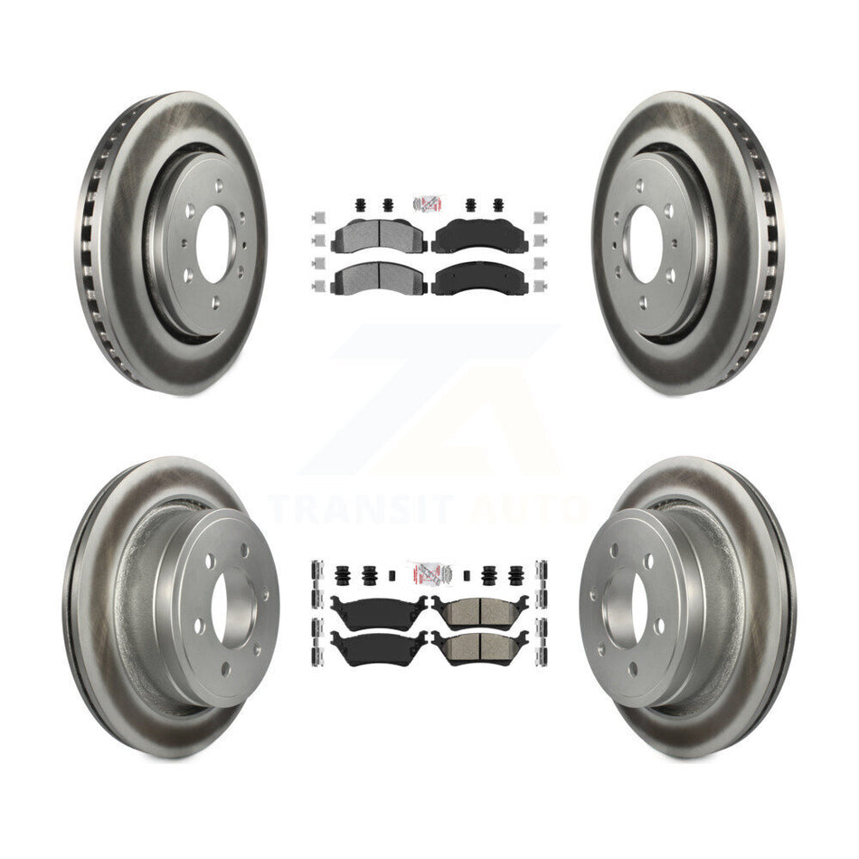 Front Rear Semi-Metallic Pads And Coated Disc Brake Rotors Kit For Ford F-150 KGA-105291