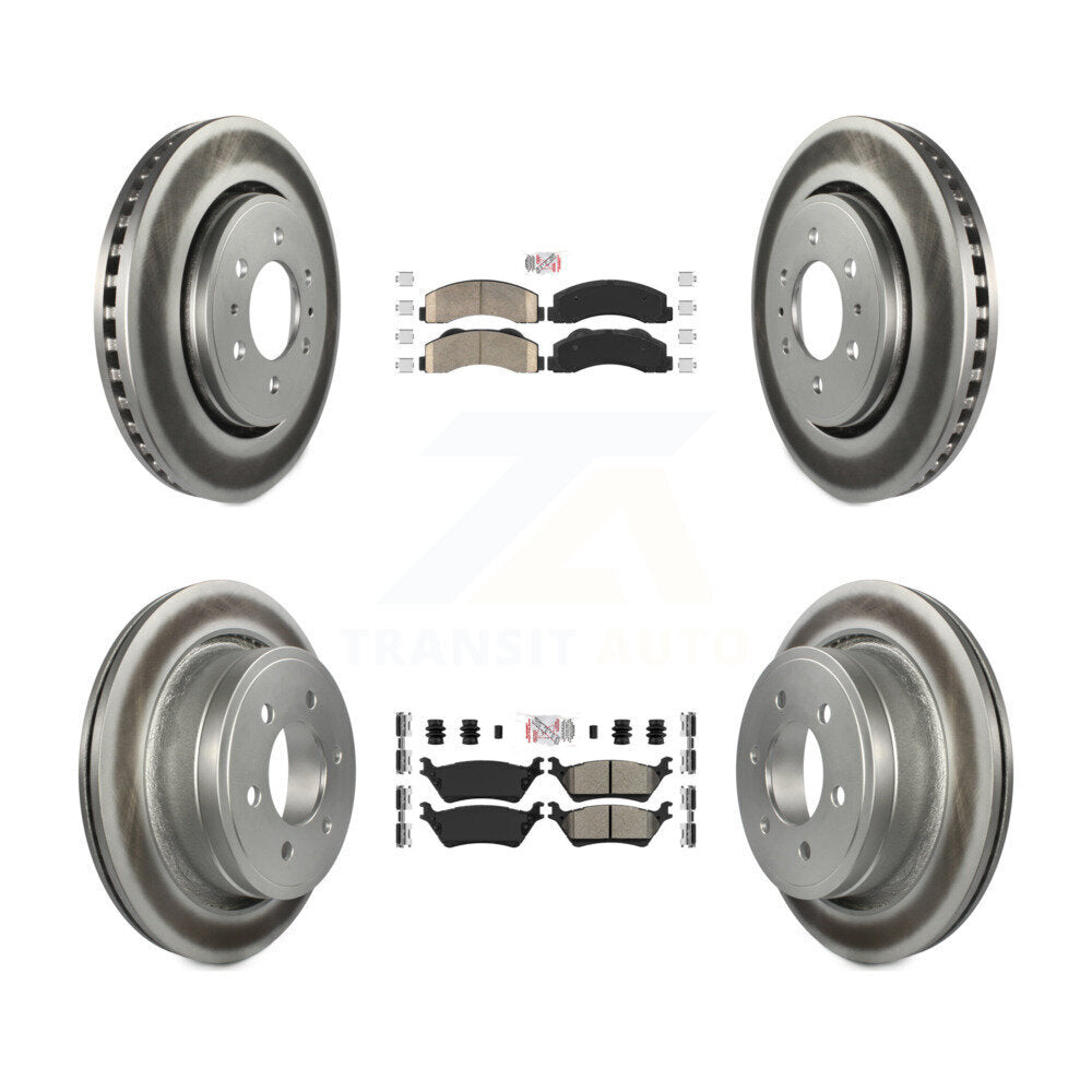 Front Ceramic Rear Semi-Metallic Pads And Coated Disc Brake Rotors Kit For Ford F-150 KGA-105292