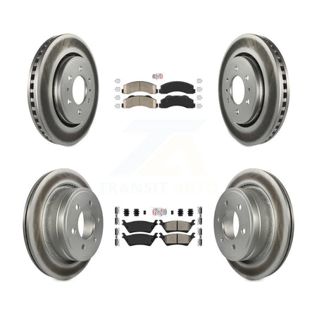 Front Ceramic Rear Semi-Metallic Pads And Coated Disc Brake Rotors Kit For Ford F-150 KGA-105292