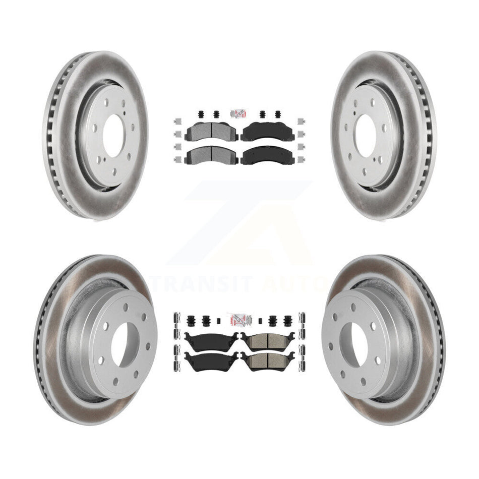 Front Rear Semi-Metallic Pad Coat Brake Rotors Kit For 12-14 Ford F-150 With 7 Lug Wheels KGA-105293