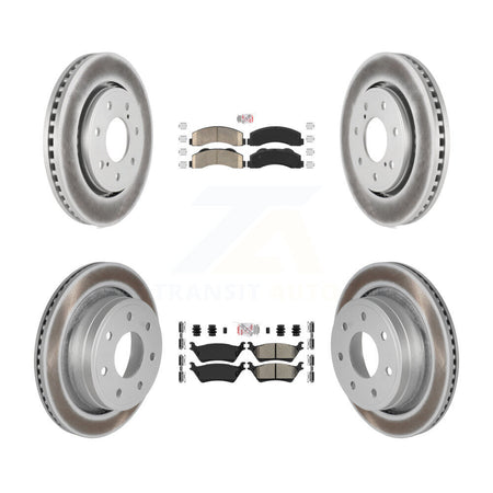 Front Ceramic Rear Semi-Metallic Pads And Coated Disc Brake Rotors Kit For Ford F-150 KGA-105294