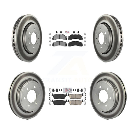 Front Semi-Metallic Rear Ceramic Pads And Coated Disc Brake Rotors Kit For Ford F-150 KGA-105295