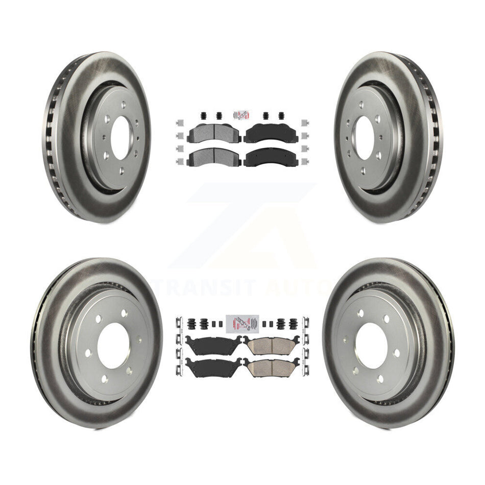 Front Semi-Metallic Rear Ceramic Pads And Coated Disc Brake Rotors Kit For Ford F-150 KGA-105295