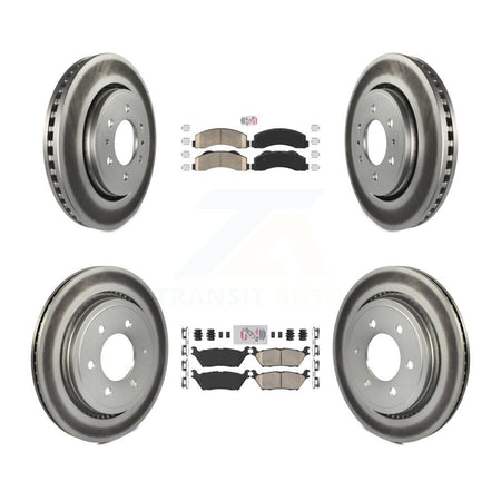 Front Rear Ceramic Pad Coated Brake Rotors Kit For Ford F-150 With Electric Parking KGA-105296