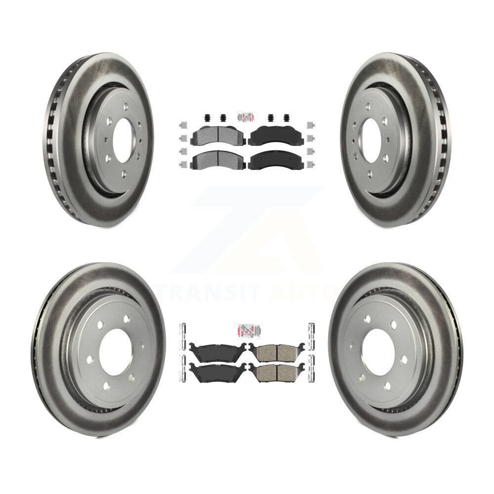 Front Semi-Metallic Rear Ceramic Pads And Coated Disc Brake Rotors Kit For Ford F-150 KGA-105297