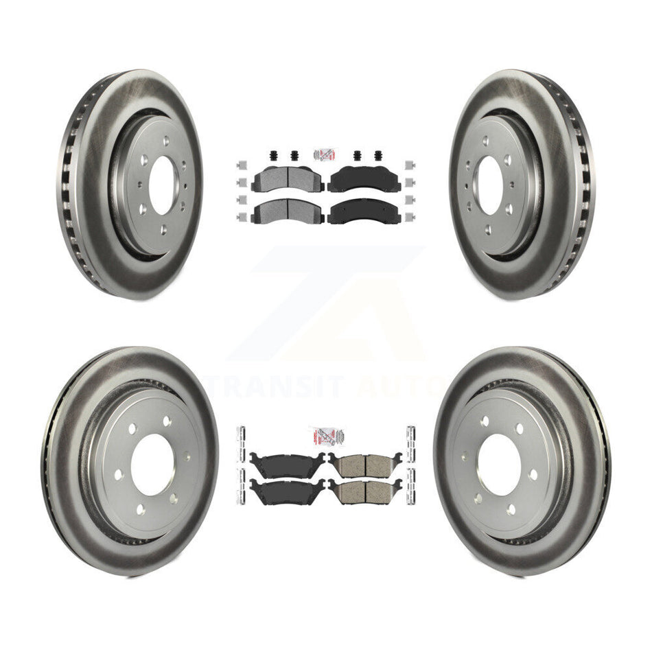 Front Semi-Metallic Rear Ceramic Pads And Coated Disc Brake Rotors Kit For Ford F-150 KGA-105297