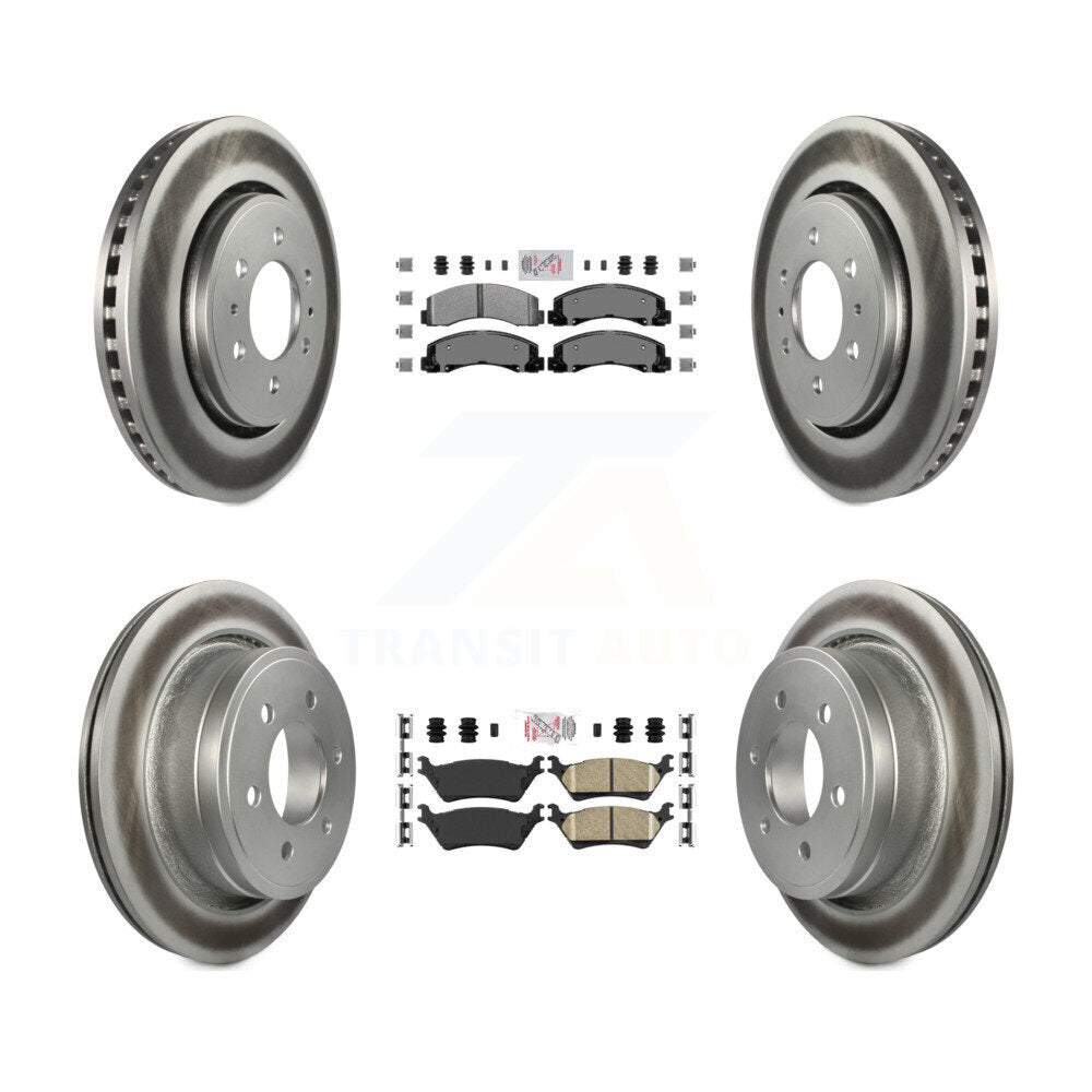 Front Semi-Metallic Rear Ceramic Pads And Coated Disc Brake Rotors Kit For Ford F-150 KGA-105301