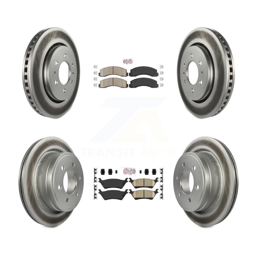 Front Rear Ceramic Pad Coat Disc Brake Rotor Kit For Ford F-150 With Manual Parking KGA-105302