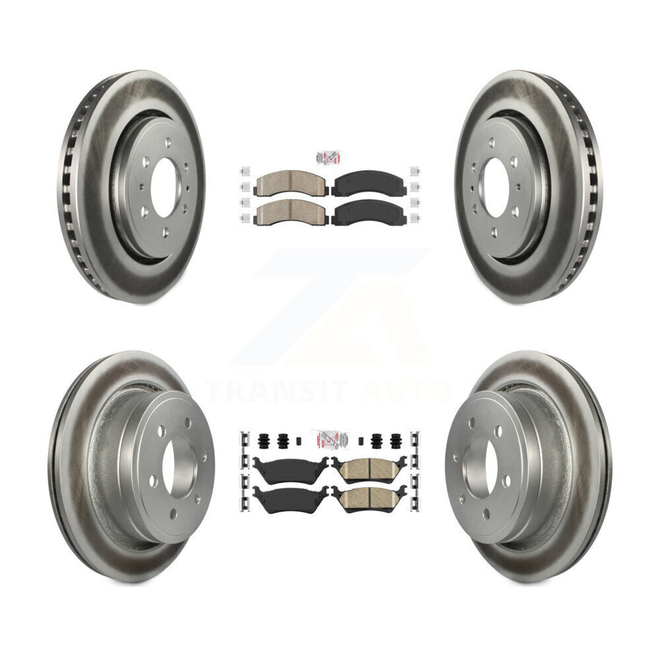 Front Rear Ceramic Pad Coat Disc Brake Rotor Kit For Ford F-150 With Manual Parking KGA-105302