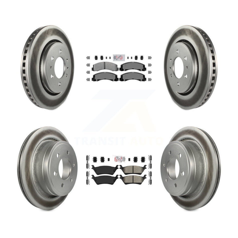 Front Rear Semi-Metallic Pads And Coated Disc Brake Rotors Kit For Ford F-150 KGA-105303