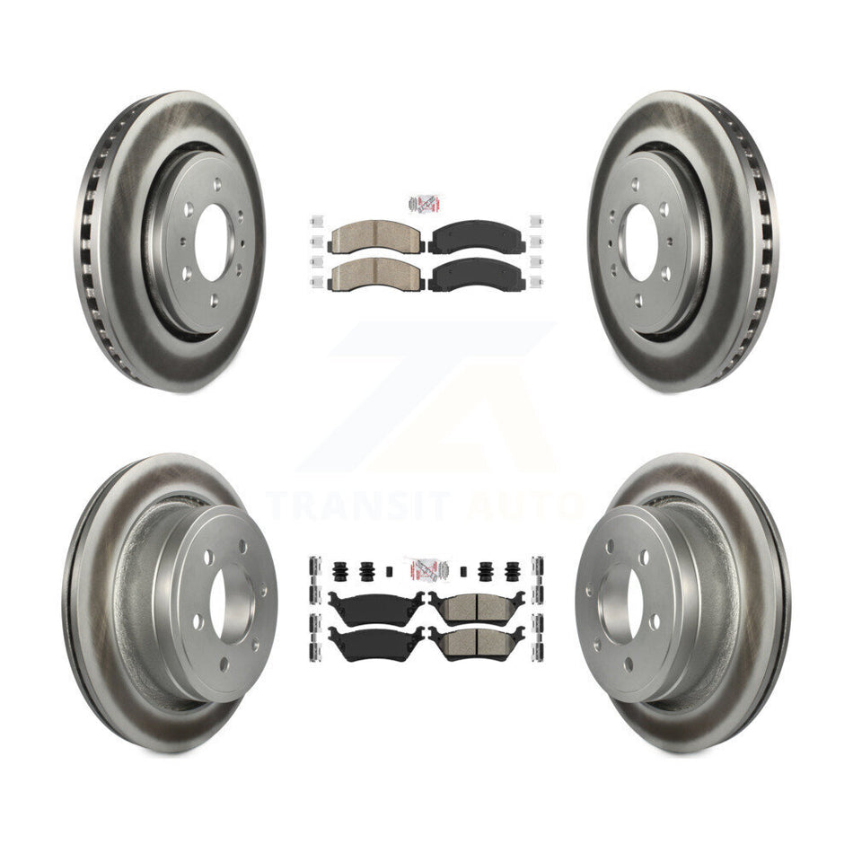 Front Ceramic Rear Semi-Metallic Pads And Coated Disc Brake Rotors Kit For Ford F-150 KGA-105304