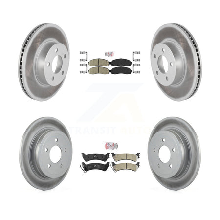 Front Ceramic Rear Semi-Metallic Pad Coated Brake Rotors Kit For Ford Explorer Sport Trac KGA-105331