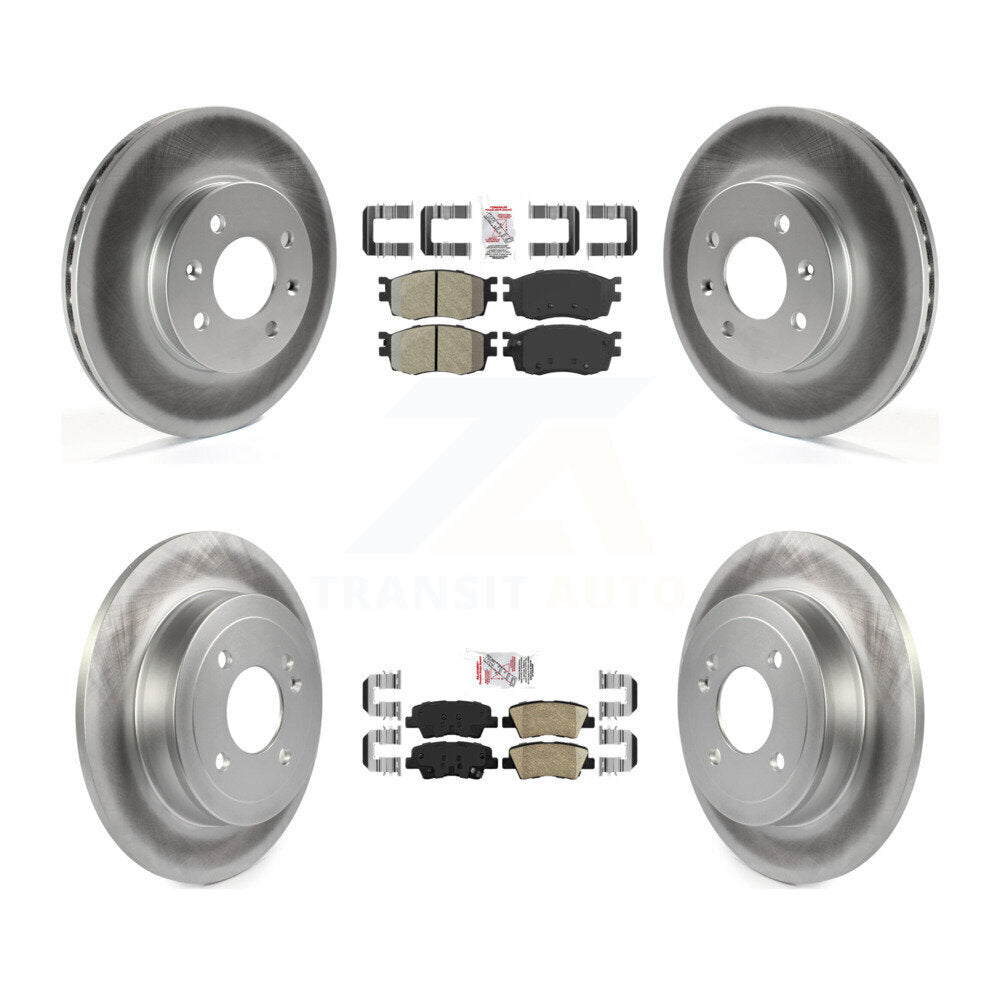Front Semi-Metallic Rear Ceramic Pad Coated Disc Brake Rotors Kit For 2011 Hyundai Accent KGA-105333