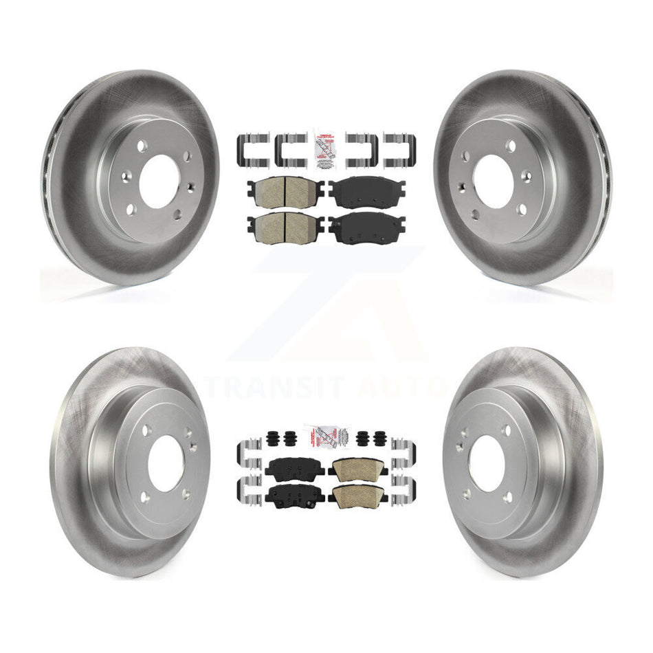 Front Semi-Metallic Rear Ceramic Pad Coated Disc Brake Rotors Kit For 2011 Hyundai Accent KGA-105334