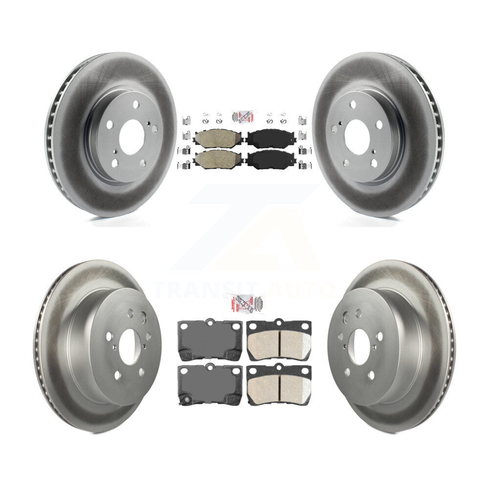 Front Semi-Metallic Rear Ceramic Pad & Coated Brake Rotor Kit For 2010-2013 Lexus IS250 C KGA-105336
