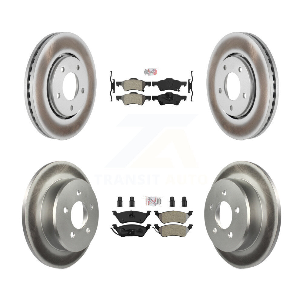 Front Rear Semi-Metallic Pads And Coated Disc Brake Rotors Kit For Dodge Caravan KGA-105346