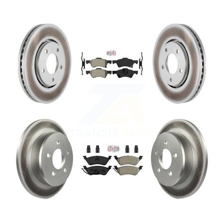 Front Rear Semi-Metallic Pads And Coated Disc Brake Rotors Kit For Dodge Caravan KGA-105346