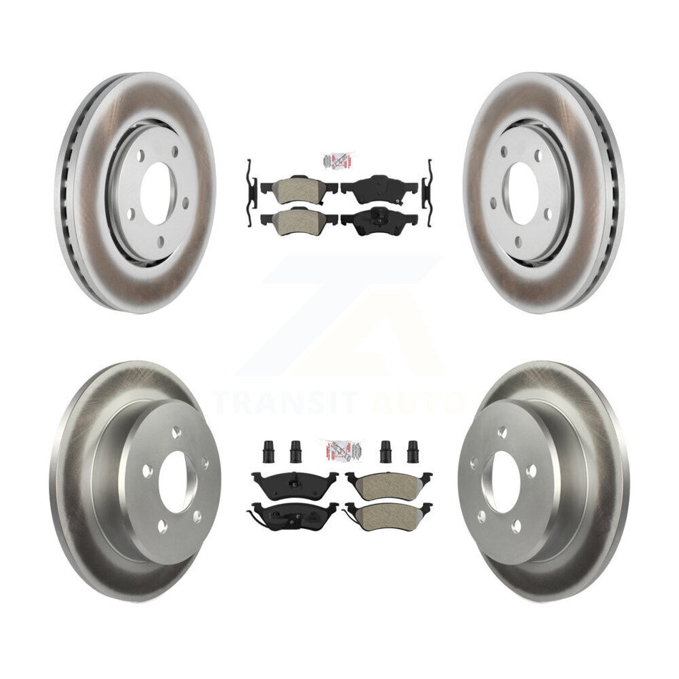 Front Rear Semi-Metallic Pads And Coated Disc Brake Rotors Kit For Dodge Caravan KGA-105346
