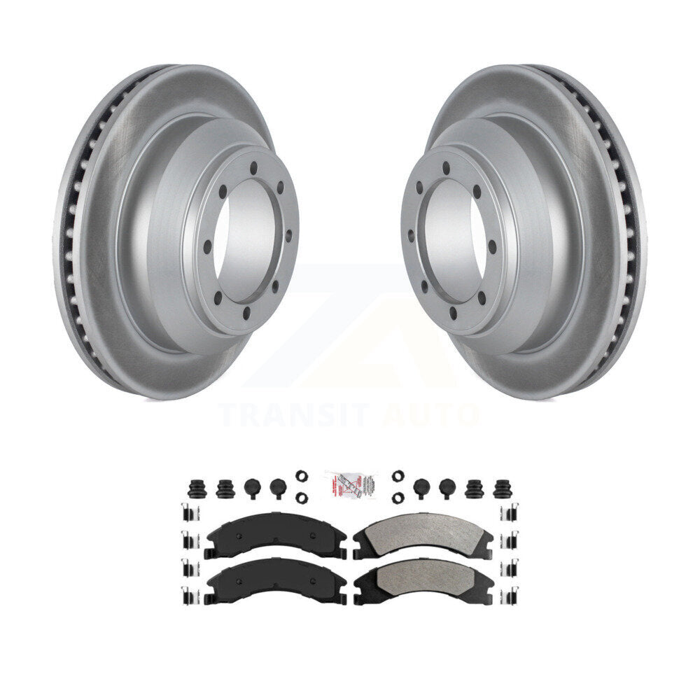 Rear Coated Disc Brake Rotors & Semi-Metallic Pad Kit For Ford E-350 Super Duty Econoline KGA-105348