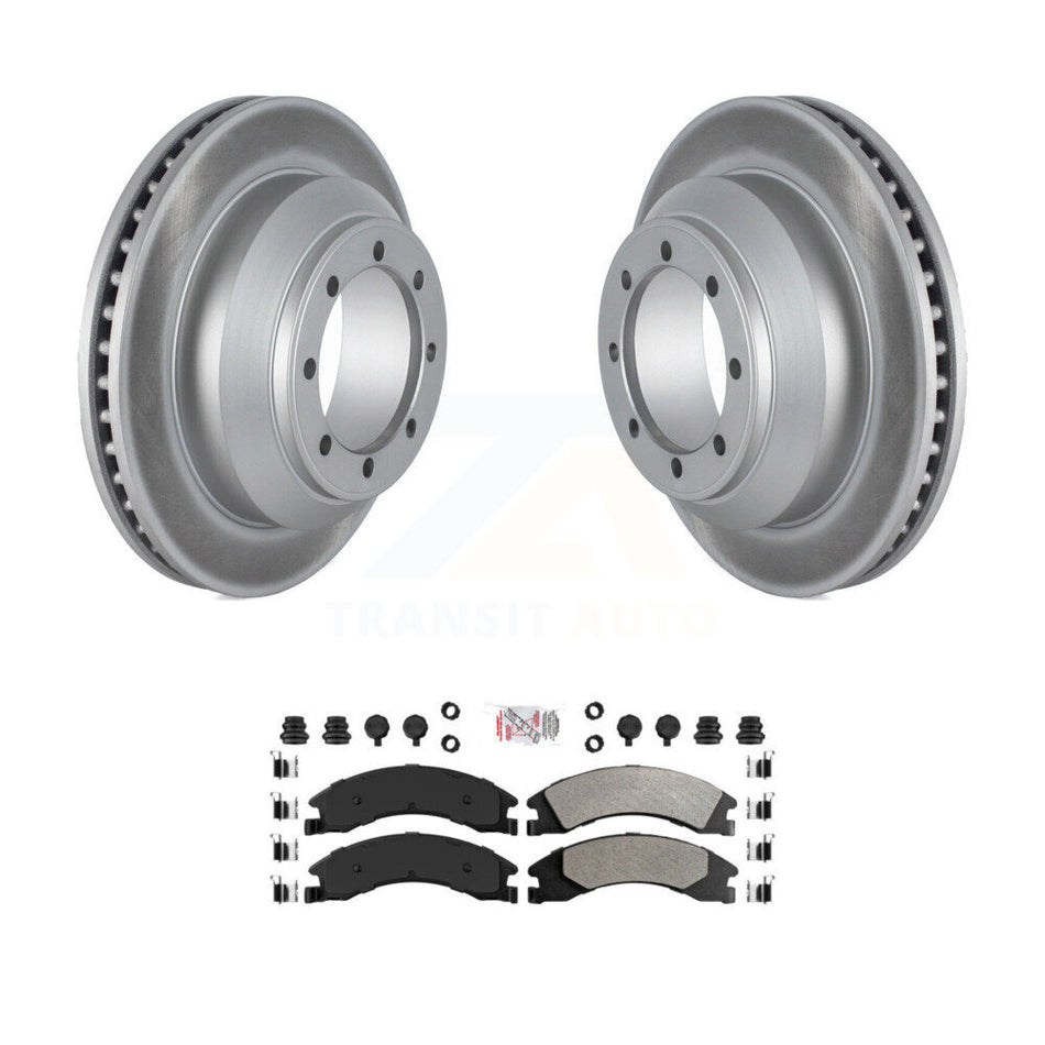 Rear Coated Disc Brake Rotors & Semi-Metallic Pad Kit For Ford E-350 Super Duty Econoline KGA-105348