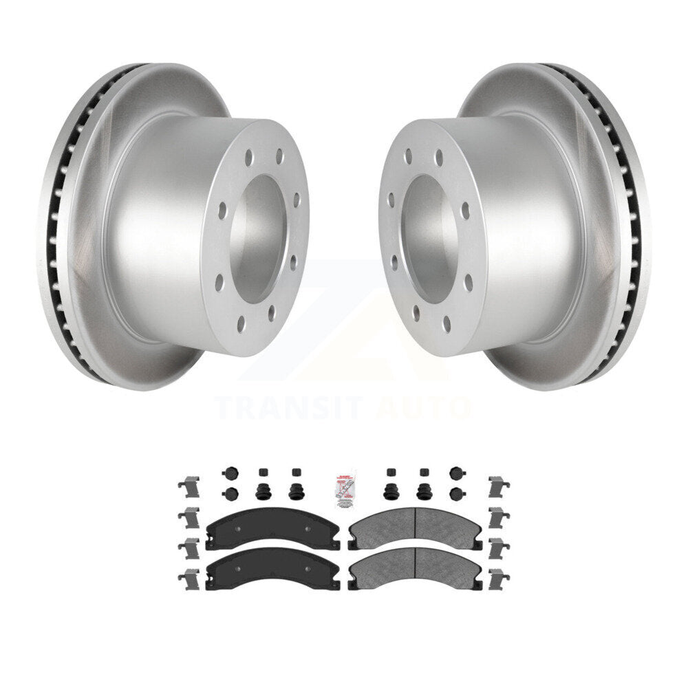 Rear Coated Brake Rotors Semi-Metallic Pad Kit For GMC Sierra 3500 HD Chevrolet Silverado KGA-105391
