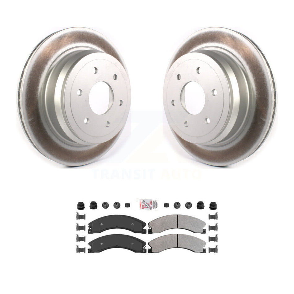 Rear Coated Disc Brake Rotors And Semi-Metallic Pads Kit For 2016-2024 Nissan TITAN XD KGA-105401