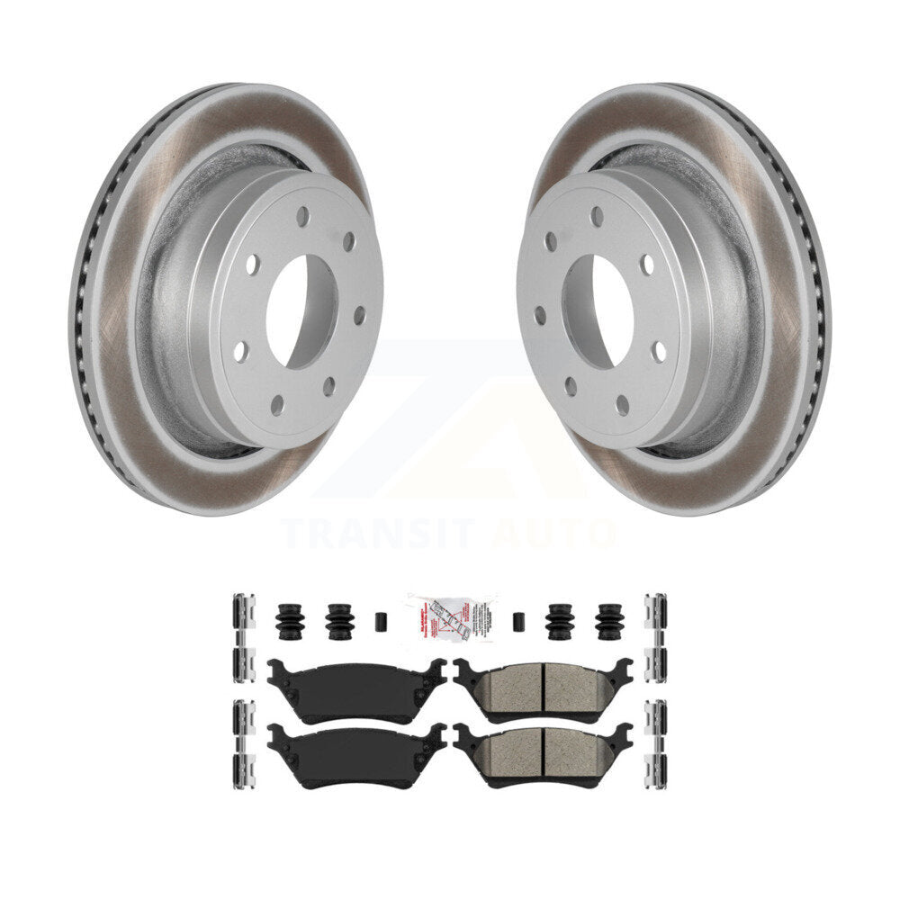 Rear Coated Brake Rotors Semi-Metallic Pad Kit For 2012-2014 Ford F-150 With 7 Lug Wheels KGA-105451