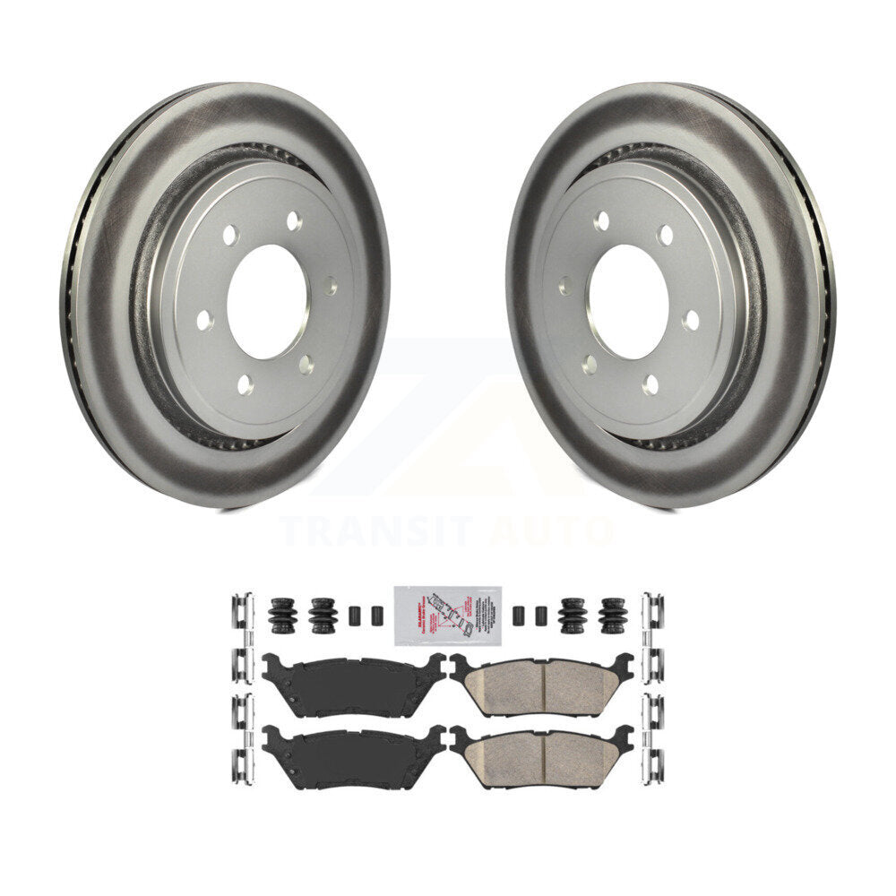 Rear Coated Brake Rotors Ceramic Pad Kit For 15-17 Ford F-150 With Electric Parking KGA-105452