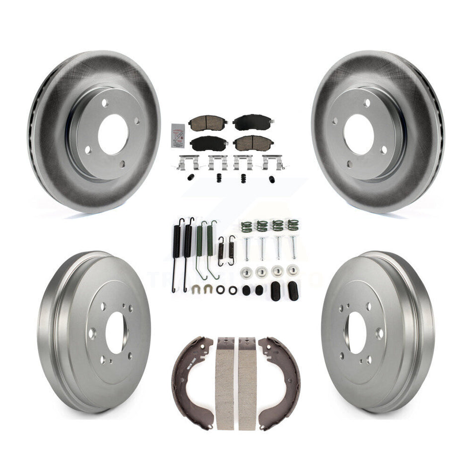 Front Rear Disc Brake Rotors Ceramic Pads And Coated Drum Kit (7Pc) For Nissan Versa KGA-105465