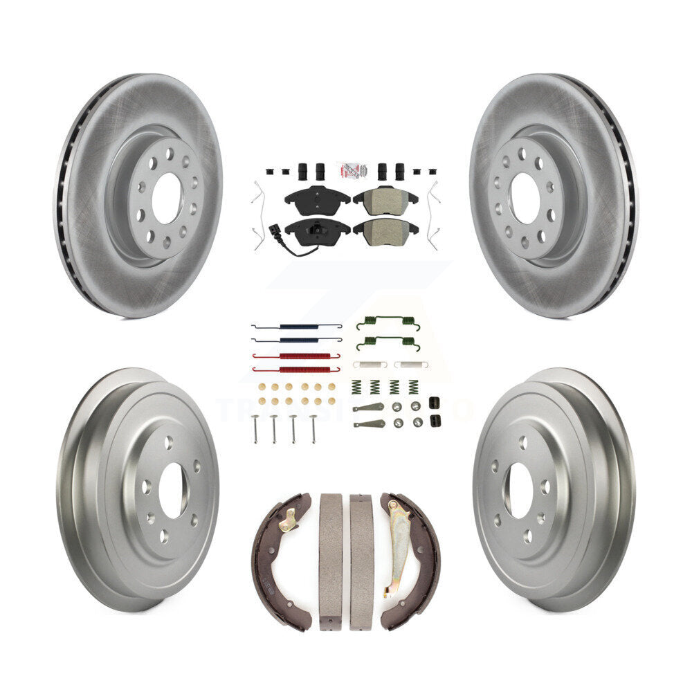Front Rear Disc Brake Rotors Semi-Metallic Pad Coated Drum Kit (7Pc) For Volkswagen Jetta KGA-105468