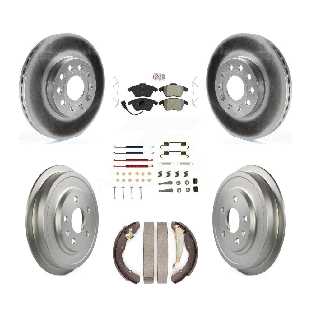 Front Rear Disc Brake Rotors Semi-Metallic Pad Coated Drum Kit (7Pc) For Volkswagen Jetta KGA-105469