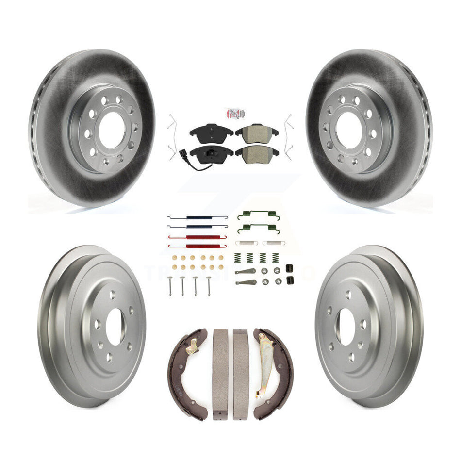 Front Rear Disc Brake Rotors Semi-Metallic Pad Coated Drum Kit (7Pc) For Volkswagen Jetta KGA-105469