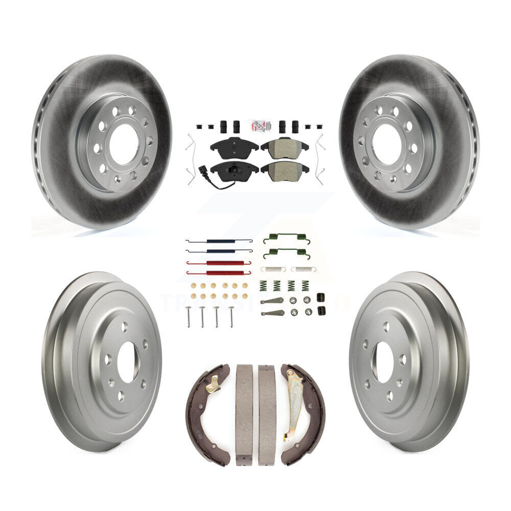 Front Rear Disc Brake Rotors Semi-Metallic Pad Coated Drum Kit (7Pc) For Volkswagen Jetta KGA-105470