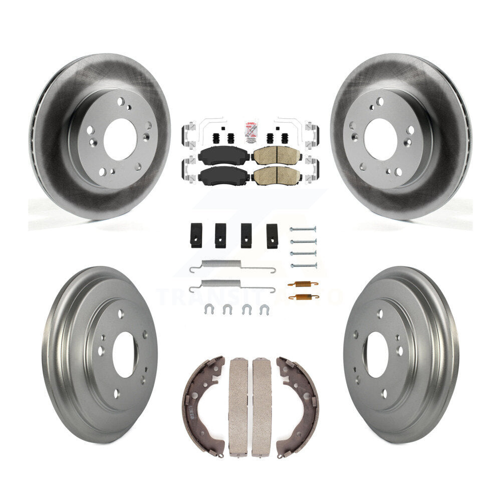 Front Rear Disc Brake Rotors Ceramic Pads And Coated Drum Kit (7Pc) For Honda Civic KGA-105471
