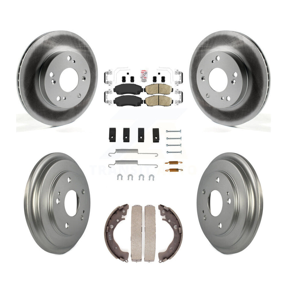 Front Rear Disc Brake Rotors Ceramic Pads And Coated Drum Kit (7Pc) For Honda Civic KGA-105471