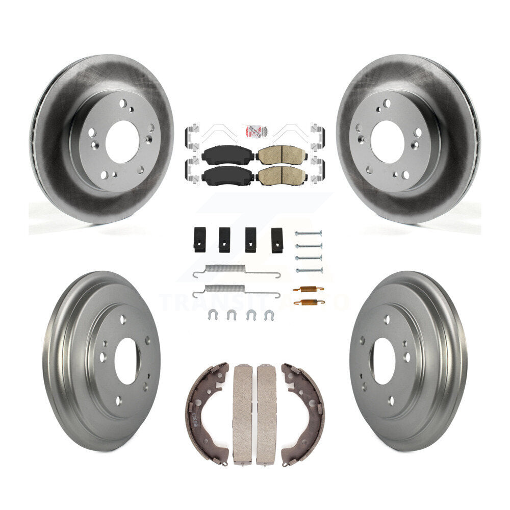 Front Rear Disc Brake Rotors Ceramic Pads And Coated Drum Kit (7Pc) For Honda Civic KGA-105472