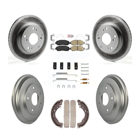 Front Rear Disc Brake Rotors Ceramic Pads And Coated Drum Kit (7Pc) For Honda Civic KGA-105472
