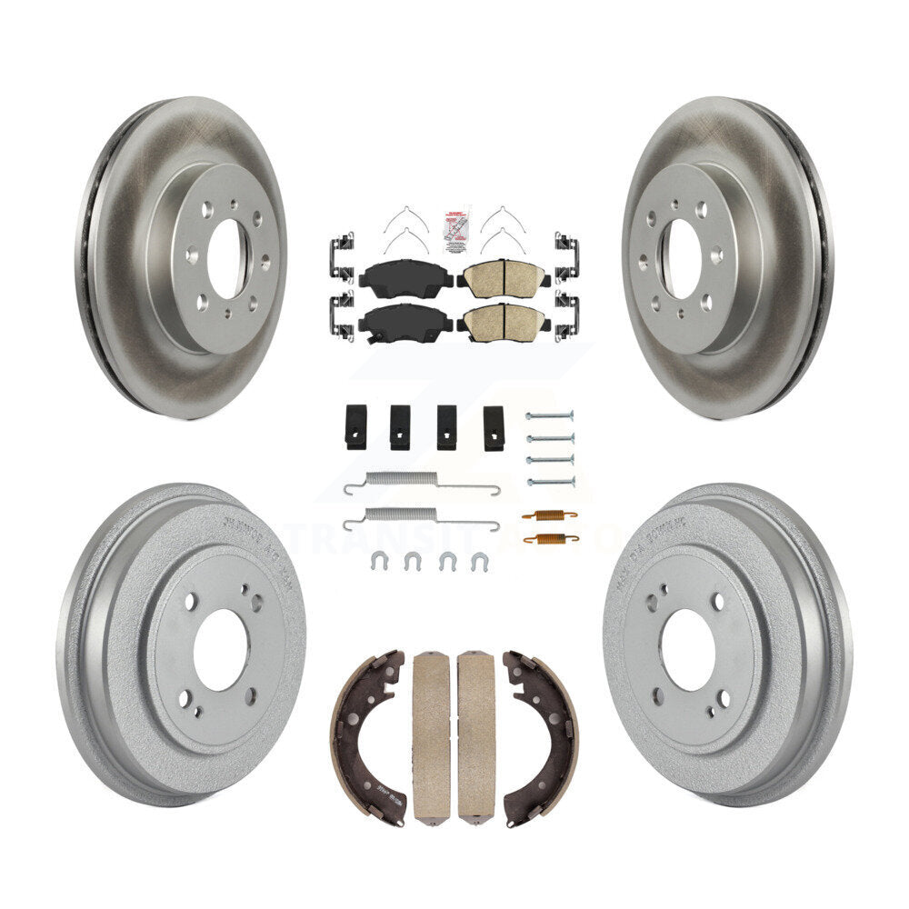 Front Rear Brake Rotors Ceramic Pad Coat Drum Kit (7Pc) For Honda Civic With 4 Lug Wheels KGA-105473